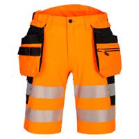 dx446obr41 Portwest DX446 Black/Orange Unisex Hi Vis Shorts, 41in