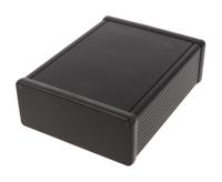 1455q1601bk Hammond 1455 Series Black Aluminium Enclosure, IP54, Black Lid, 160 x 125 x 52mm