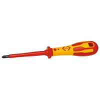 t49143-1 CK Pozidriv Insulated Screwdriver, PZ1 Tip, 80 mm Blade, VDE/1000V, 187 mm Overall