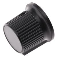 259-6985 RS PRO 21mm Black, Grey Potentiometer Knob for 6.35mm Shaft Splined
