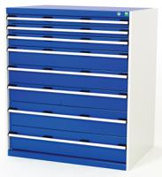 4002903111v Bott 8 Drawer Storage Unit, Steel, 1200mm x 1050mm x 750mm, Blue, Grey