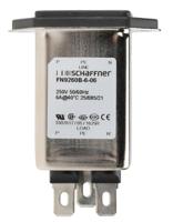 fn9260b-6-06 Schaffner 6A, 250 V ac Male Panel Mount IEC Inlet Filter FN9260B-6-06, Faston 2 Fuse