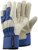 106-15 Tegera 106 NA Beige, Blue Jersey Cotton, Leather Work Gloves, Size 15