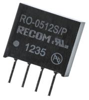 ro-0512sp Recom RO DC-DC Converter, 12V dc/ 83mA Output, 4.5 → 5.5 V dc Input, 1W, Through Hole, +85°C Max Temp -40°C Min