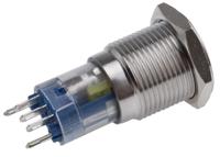 811-8455 RS PRO Illuminated Push Button Switch, Momentary, Panel Mount, 16mm Cutout, SPDT, Red LED, 250V ac, IP65, IP67