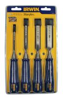 tm444s4 Irwin 4 Piece Steel Bevel Edge Chisel Set, 6.0 mm, 13 mm, 19 mm, 25 mm Blade Width