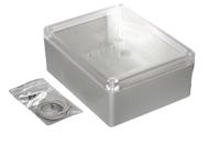 rp1285c Hammond RP Series Light Grey ABS General Purpose Enclosure, IP65, Clear Lid, 186 x 146 x 75mm