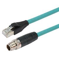 trg610-t6t-10m L-ComTRG, 10m Cat6a, Green M12 to Male RJ45 Male, Copper Braid Shielded, Terminated PVC Sheath