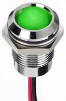 130-1075 RS PRO Green Panel Mount Indicator, 1.8 → 3.3V dc, 14mm Mounting Hole Size, Lead Wires Termination, IP67