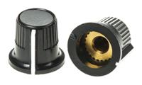 259-6828 RS PRO 11.6mm Black, Grey Potentiometer Knob for 3.2mm Shaft Splined