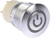175-9689 RS PRO Illuminated Push Button Switch, Latching, Panel Mount, 16mm Cutout, SPST, Blue LED, 36V dc, IP67
