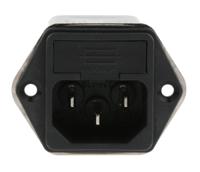 fn9260b-2-06 Schaffner 2A, 250 V ac Male Panel Mount IEC Inlet Filter FN9260B-2-06, Faston 2 Fuse