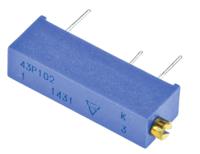 m43p102kb40 Vishay 43P Series 20-Turn Through Hole Trimmer Resistor with Pin Terminations, 1kΩ ±10% 1/2W ±100ppm/°C Side Adjust