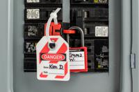 taglock-120277v-clamp-on-breaker-lo-ea Brady Red 1-Lock Polypropylene Fibreglass Reinforced Nylon Circuit Breaker Switch Lockouts, 7.14mm Shackle