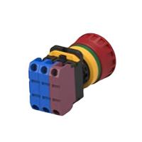 pbes22n21r TE Connectivity PBES22 Series Emergency Stop Push Button, Panel Mount, 22.3mm Cutout, 2NO + 1NC, IP20, IP65