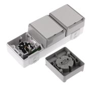 5ub4731 Siemens DELTA Grey 3 Gang Plug Socket, 16A, Type F - German Schuko, Outdoor Use