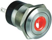 mpi00128rd12 Bulgin MPI001 Series Illuminated Push Button Switch, Momentary, Panel Mount, 19.2mm Cutout, SPST, Red LED, 24V dc, IP66