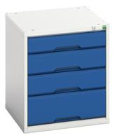 1692500411 Bott 4 Drawer Storage Unit, Steel, 600mm x 525mm x 550mm, Blue, Grey