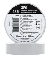 3m-155-white-19mm-x-20m 3M Temflex 155 White Vinyl Electrical Tape, 19mm x 20m