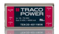ten-20-4811win TRACOPOWER TEN 20WIN DC-DC Converter, 5V dc/ 4A Output, 18 → 75 V dc Input, 20W, Through Hole, +85°C Max Temp