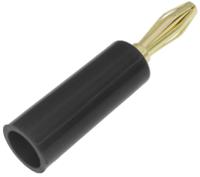 208-0262 RS PRO Black Male Banana Plug, 4 mm Connector, 24A, 30V, Gold Plating
