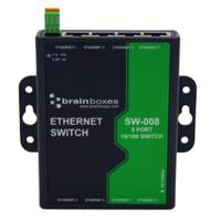 sw-008 Brainboxes Industrial Ethernet Switch, 8 RJ45 Ports, 10/100Mbit/s Transmission, 5 → 30V dc