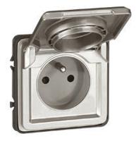 0-778-31 Legrand Soliroc Grey 1 Gang Plug Socket, 16A, Type E - French, Outdoor Use