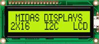 mc21605c6w-sptlyi-v2 Midas MC21605C6W-SPTLYI-V2 Alphanumeric LCD Alphanumeric Display, 2 Rows by 16 Characters