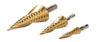 d-41872 Makita 3-Piece Step Drill Bit Set for Metal, 32mm Max, 4mm Min, Titanium-Nitride (Coated) Bits