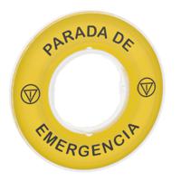zby9420 Schneider Electric 3D Marked Legend Plate for Use with Emergency Stop Mushroom Head Push Button, Parada De Emergencia,