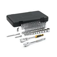 80550 GearWrench 57-Piece Imperial, Metric 3/8 in Deep Socket/Standard Socket Set with Ratchet, 6 point