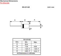 mur460-t DiodesZetex 600 V Rectifier & Schottky Diode DO-201AD