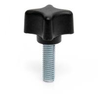 188-865 RS PRO Black Thermoplastic 4-Arm Clamping Knob, M6, Threaded Mount