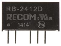 rb-2412d Recom RB DC-DC Converter, ±12V dc/ ±42mA Output, 21.6 → 26.4 V dc Input, 1W, Through Hole, +85°C Max Temp -40°C