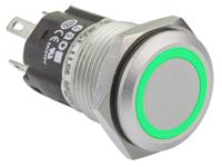 82-45511136 EAO 82 Series Illuminated Push Button Switch, Momentary, Panel Mount, 16mm Cutout, SPDT, Green LED, 240V, IP65, IP67