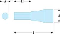 stm4 Facom 1/2 in Drive Bit Socket, Hex Bit, 4mm, 60 mm Overall Length