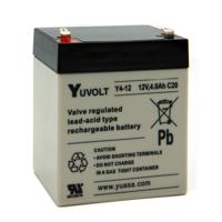 y4-12 Yuasa 12V Faston 4.8mm Sealed Lead Acid Battery, 4Ah