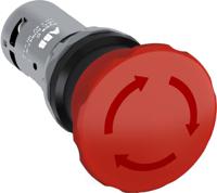 1sfa619550r1071-ce4t-10r-11 ABB 1SFA Series Twist Release Emergency Stop Push Button, Panel Mount, 22.5mm Cutout, 1 NO + 1 NC, IP66, IP67, IP69K