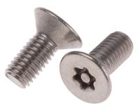 621-2568 RS PRO Plain Flat Stainless Steel Tamper Proof Security Screw, M5 x 12mm