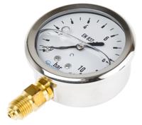 mit3d22b22 Bourdon G 1/4 Analogue Pressure Gauge 10bar Bottom Entry 63mm Outside Diameter, With RS Calibration