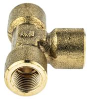 0145-13-13 Legris Brass Pipe Fitting, Tee Threaded Equal Tee, Female BSPP 1/4in to Female BSPP 1/4in