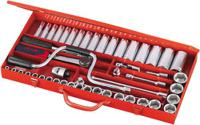 75-sh49a SAM 49-Piece Metric 1/2 in Deep Socket/Standard Socket Set with Ratchet, 6 point; 12 point