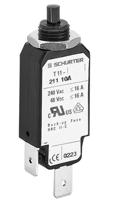 44000050 Schurter TA11 Thermal Circuit Breaker - T11-211  Single Pole 240V ac Voltage Rating Universal Mount, 6A Current Rating
