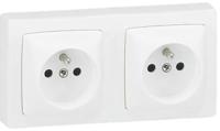 0-860-76 Legrand Saillie White 2 Gang Plug Socket, 16A, Type E - French, Indoor Use