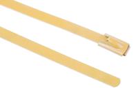 743-6245 RS PRO Cable Tie, Roller Ball, 200mm x 4.6 mm, Yellow Polyester Coated Stainless Steel, Pk-100