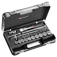 sl161-4p6 Facom 26-Piece Metric 1/2 in Standard Socket Set with Ratchet, 6 point