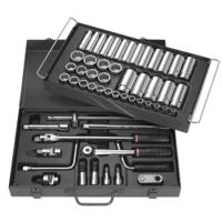 s450ep Facom 54-Piece Metric 1/2 in Deep Socket/Standard Socket/Bit Set with Ratchet, 12 point