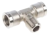 0916-00-13 Legris 0916 Series Tee Threaded Adaptor, G 1/4 Female to G 1/4 Female