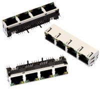 615032137921 Wurth Elektronik WR-MJ Series Female RJ45 Connector, PCB Mount, Nickel Plated Bronze Shield Horizontal 4 Port 8 -Way