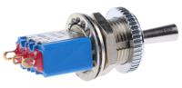 106372103 APEM Toggle Switch, Panel Mount, (On)-Off-(On), SPDT, Solder Terminal, 24V dc